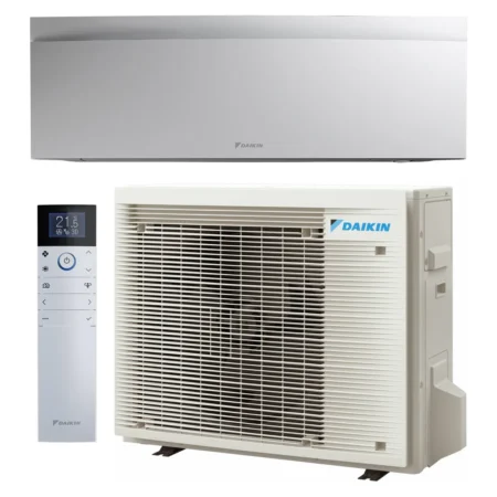 Climatiseur mural réversible Daikin Emura FTXJ42A (4,2 kW) — unité intérieure, groupe extérieur RXJ42A9 et télécommande