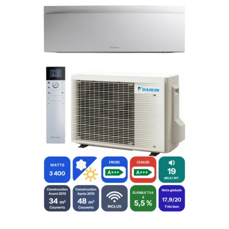 Clim Daikin Emura 3,4 kW prête à poser