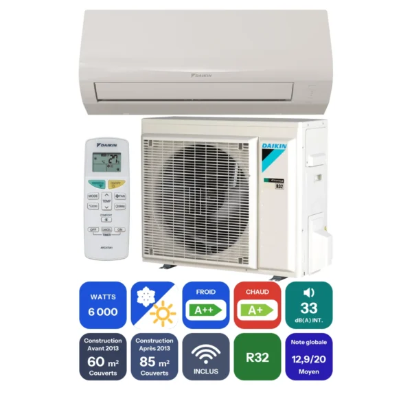 Clim Daikin Sensira 6 kW prête à poser
