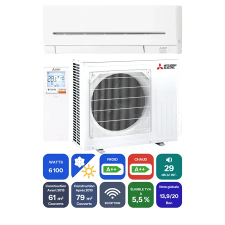 Clim Mitsubishi Electric MSZ-AP 6,1 kW prête à poser