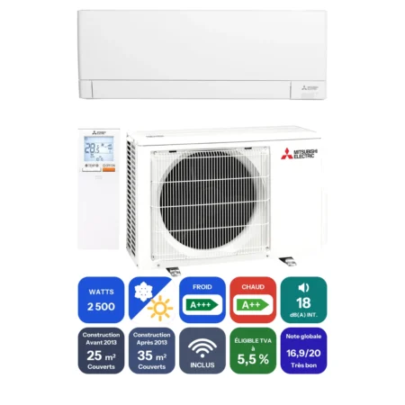Clim Mitsubishi Electric MSZ-AY 2,5 kW prête à poser