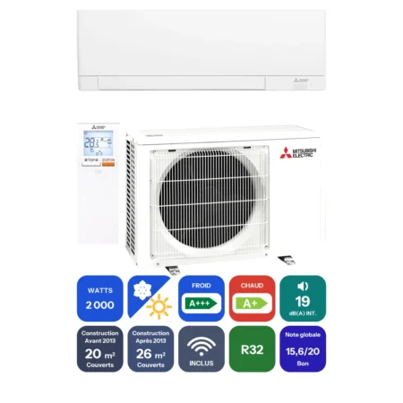 Clim Mitsubishi Electric MSZ-AY 2 kW prête à poser