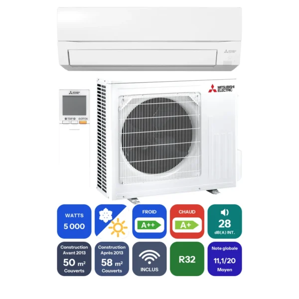 Clim Mitsubishi Electric MSZ-FT 5 kW prête à poser