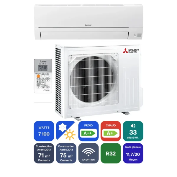 Clim Mitsubishi Electric MSZ-HR 7,1 kW prête à poser