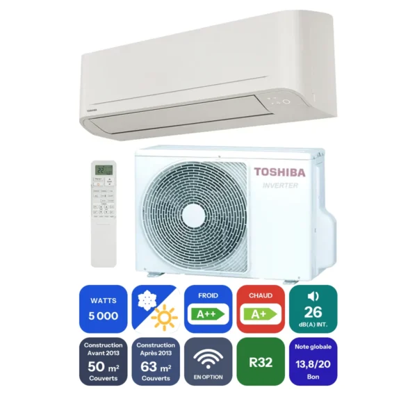Clim Toshiba Naka 5 kW prête à poser