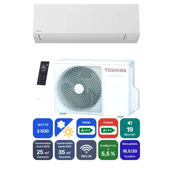 Clim Toshiba Shorai Edge 2,5 kW prête à poser