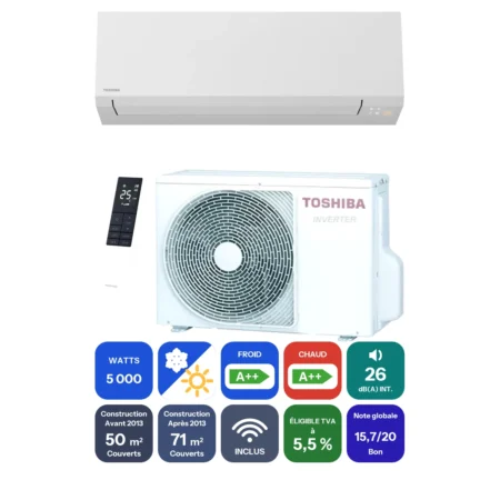 Clim Toshiba Shorai Edge 5 kW prête à poser