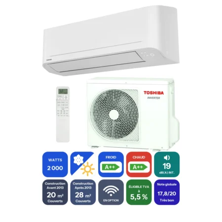 Clim Toshiba Yukai 2 kW prête à poser