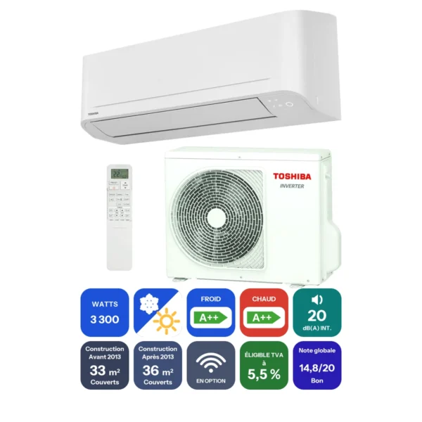 Clim Toshiba Yukai 3,3 kW prête à poser